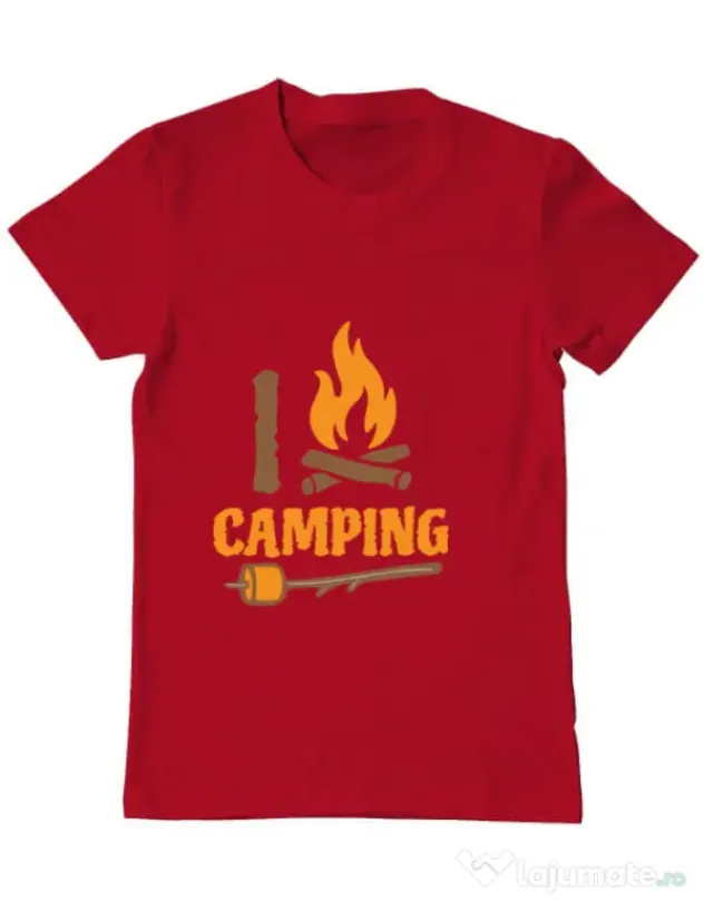 Tricou ADLER barbat I love Camping Rosu
