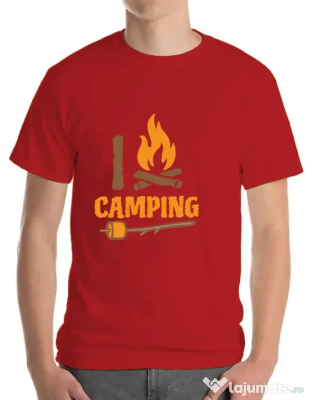 Tricou ADLER barbat I love Camping Rosu