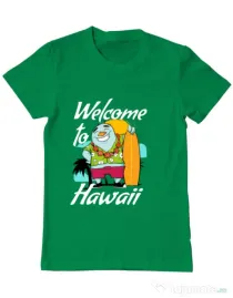 Tricou ADLER barbat Welcome to Hawaii Verde mediu