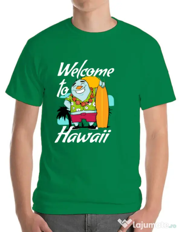Tricou ADLER barbat Welcome to Hawaii Verde mediu