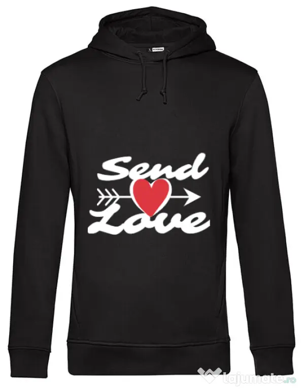 Hoodie barbat cu gluga Send love Negru