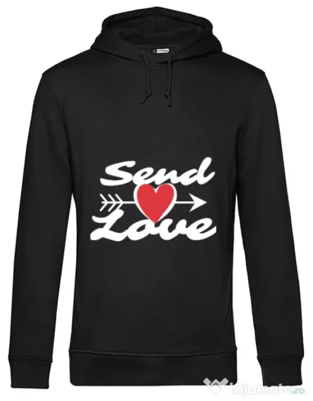 Hoodie barbat cu gluga Send love Negru
