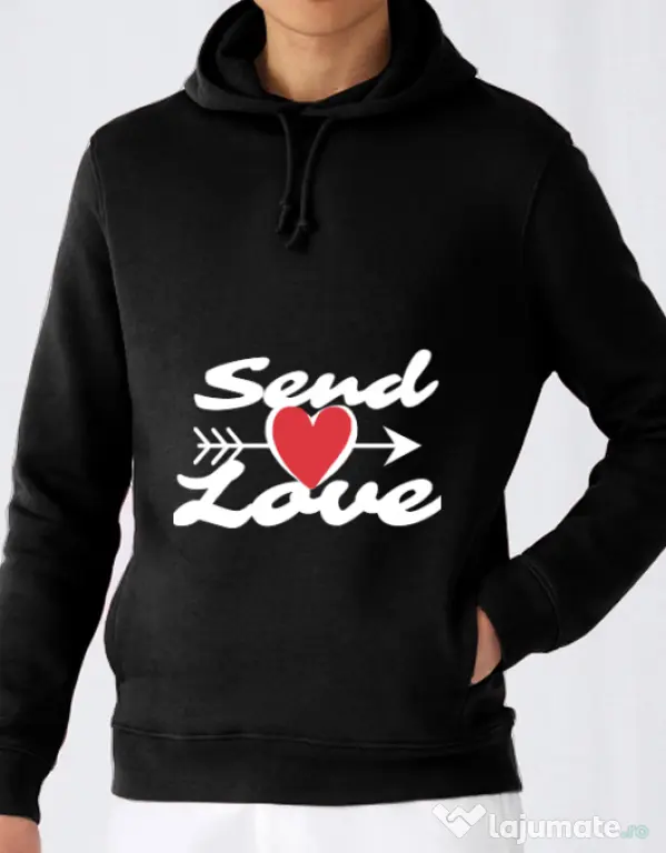Hoodie barbat cu gluga Send love Negru
