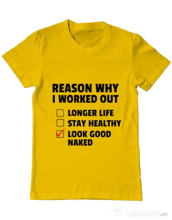 Tricou ADLER barbat Reason why I work out Galben