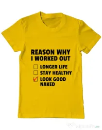 Tricou ADLER barbat Reason why I work out Galben