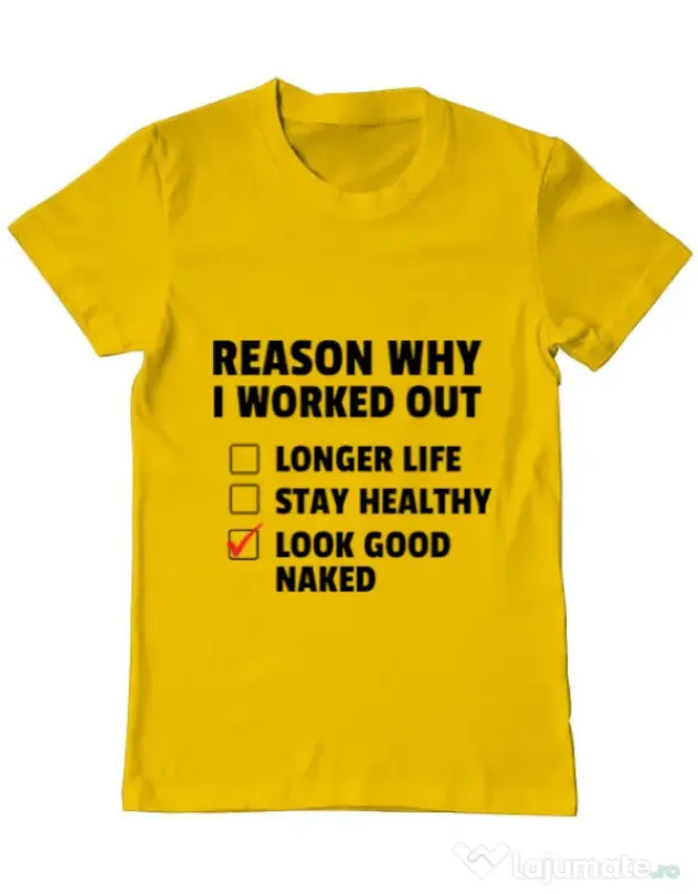 Tricou ADLER barbat Reason why I work out Galben