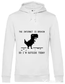 Hoodie barbat cu gluga The internet is broken Alb