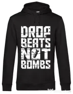 Hoodie barbat cu gluga Drop beats, not bombs Negru
