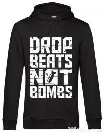 Hoodie barbat cu gluga Drop beats, not bombs Negru