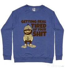 Bluza ADLER barbat Tired of your shit Albastru melanj