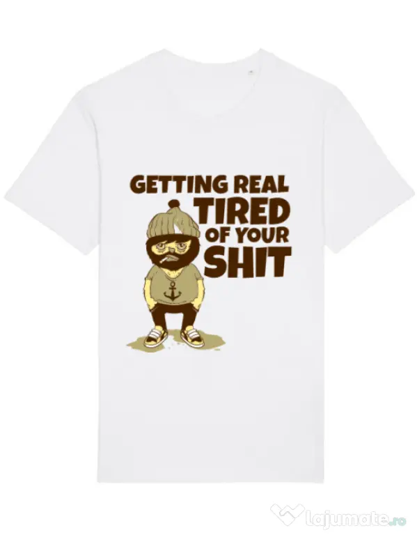 Tricou STANLEY STELLA barbat Tired of your shit Alb
