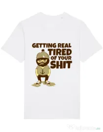 Tricou STANLEY STELLA barbat Tired of your shit Alb