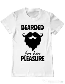 Tricou ADLER barbat Bearded for her pleasure Alb