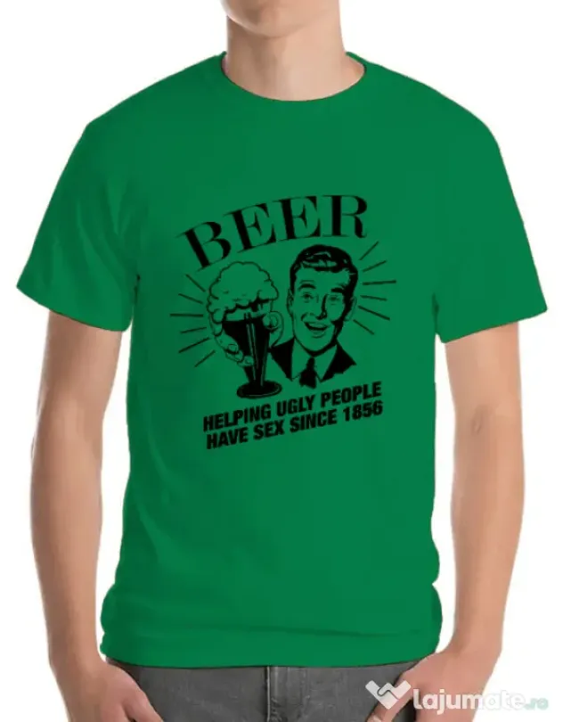 Tricou ADLER barbat Helping beer Verde mediu