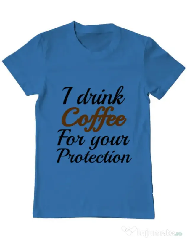 Tricou ADLER barbat Coffee for your protection Albastru azuriu