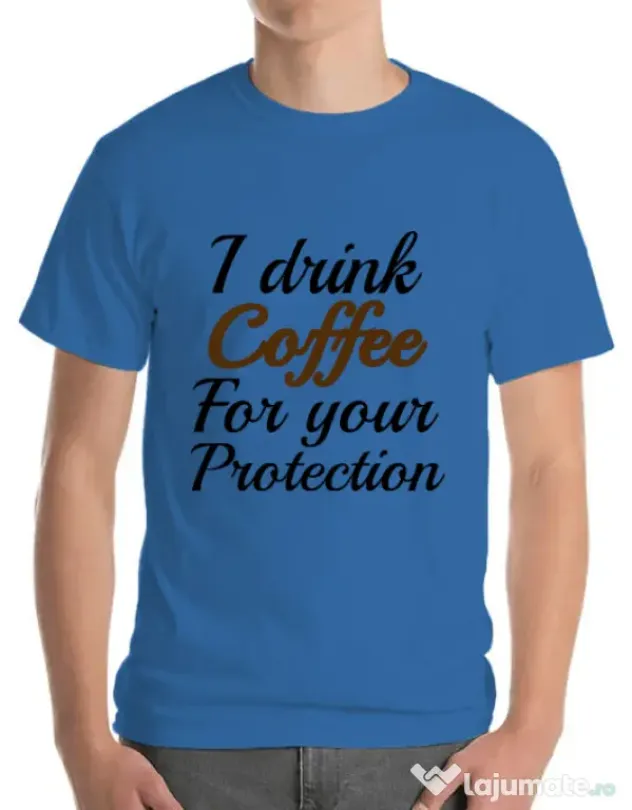 Tricou ADLER barbat Coffee for your protection Albastru azuriu