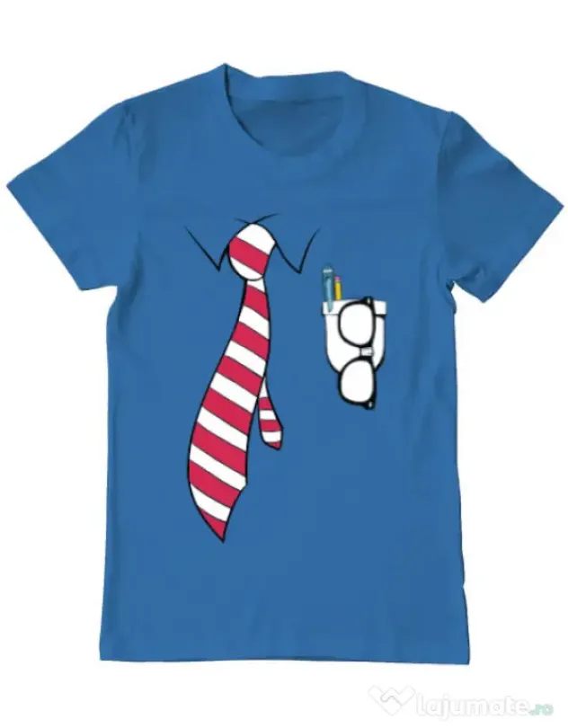 Tricou ADLER barbat Cool nerd Albastru azuriu