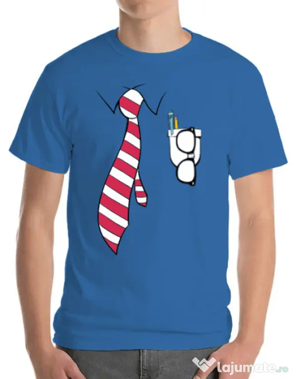 Tricou ADLER barbat Cool nerd Albastru azuriu