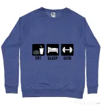 Bluza ADLER barbat Eat sleep gym Albastru melanj