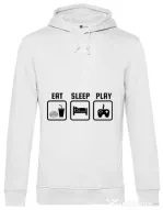 Hoodie barbat cu gluga Eat sleep play Alb
