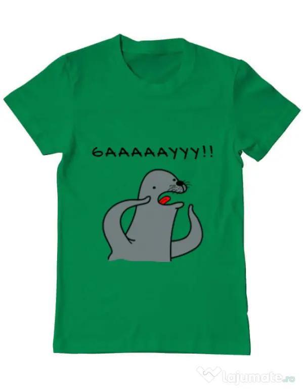 Tricou ADLER barbat Funny seal Verde mediu