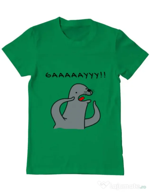 Tricou ADLER barbat Funny seal Verde mediu
