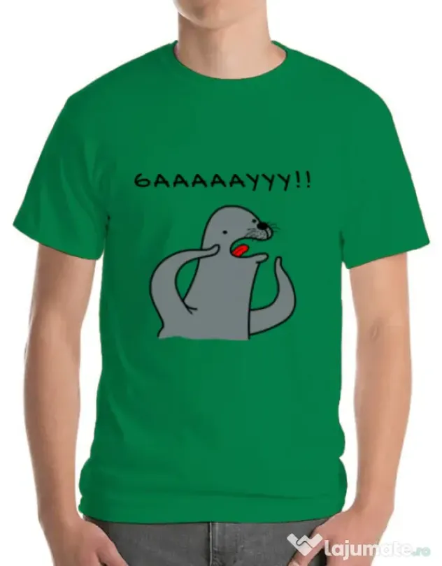 Tricou ADLER barbat Funny seal Verde mediu