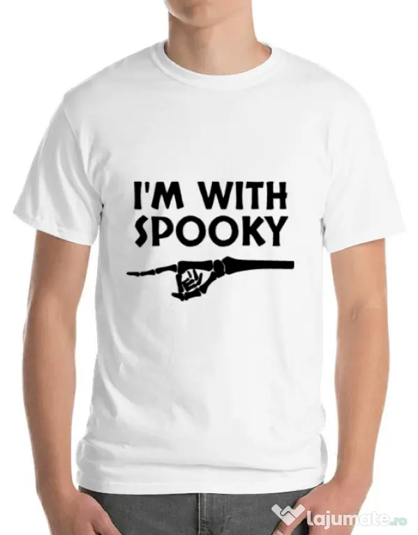 Tricou ADLER barbat I'm with spooky Alb