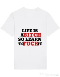 Tricou STANLEY STELLA barbat Life is a bitch Alb