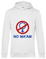 Hoodie barbat cu gluga No ma'am Alb