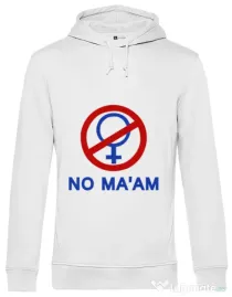 Hoodie barbat cu gluga No ma'am Alb