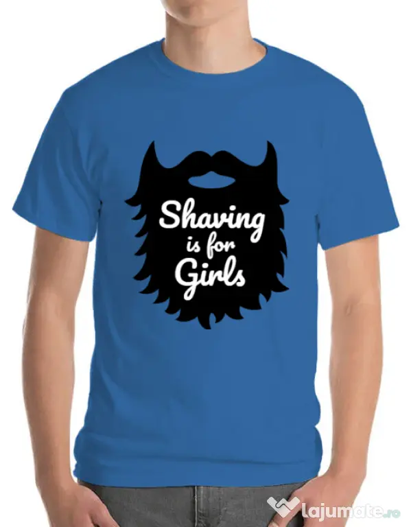 Tricou ADLER barbat Shaving is for girls Albastru azuriu