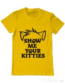 Tricou ADLER barbat Show me your kitties Galben