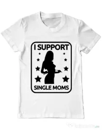 Tricou ADLER barbat I support single moms Alb