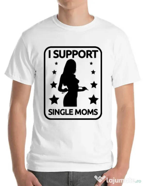 Tricou ADLER barbat I support single moms Alb