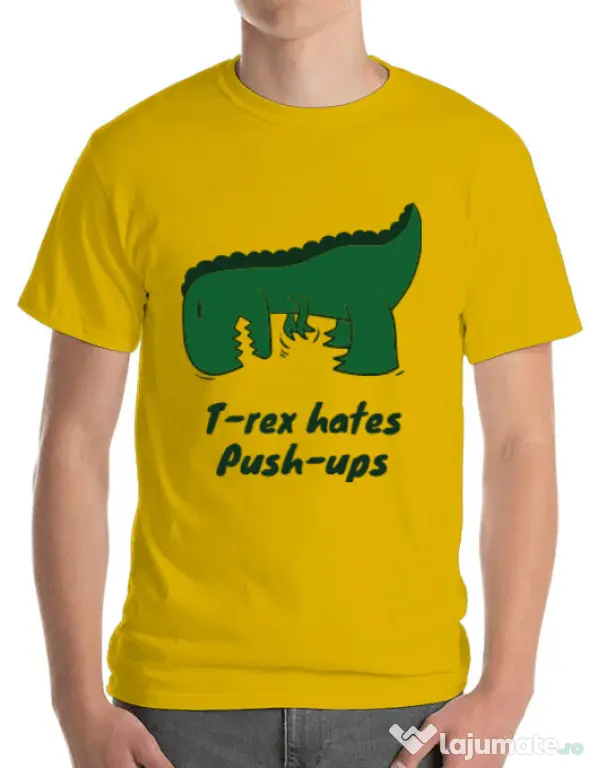 Tricou ADLER barbat T-rex push-ups Galben