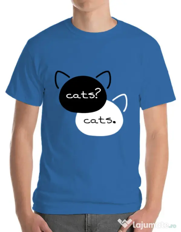 Tricou ADLER barbat The fault in our cats Albastru azuriu