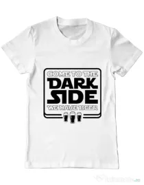 Tricou ADLER barbat Dark side with beer Alb