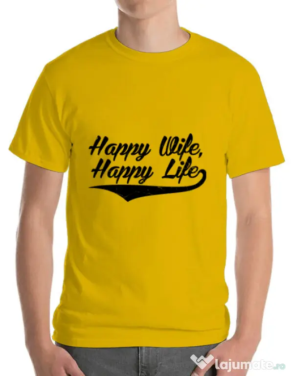 Tricou ADLER barbat Happy life Galben