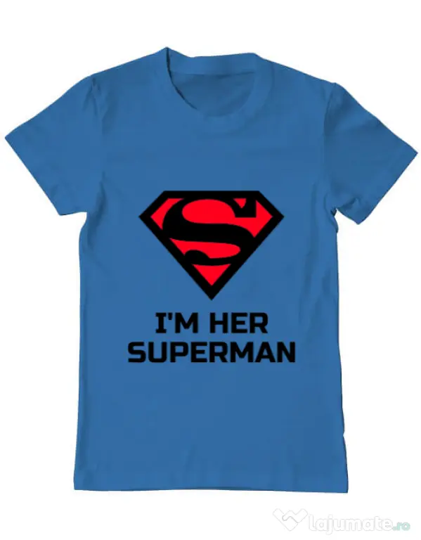 Tricou ADLER barbat I'm her Superman Albastru azuriu