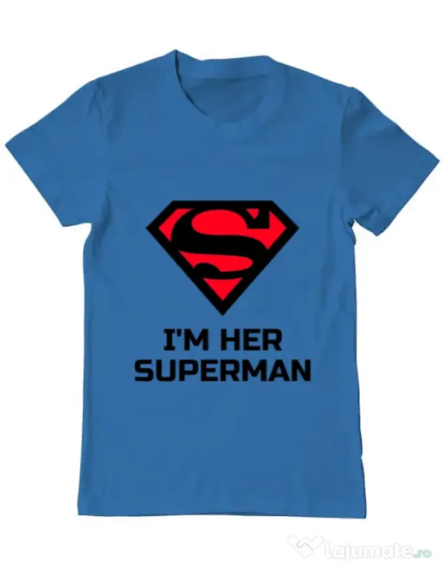 Tricou ADLER barbat I'm her Superman Albastru azuriu