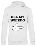Hoodie barbat cu gluga He's my weirdo Alb
