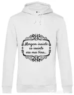 Hoodie barbat cu gluga Mergem inainte Alb