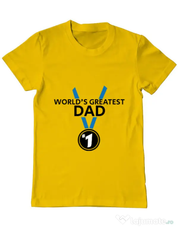 Tricou ADLER barbat World's greatest dad Galben