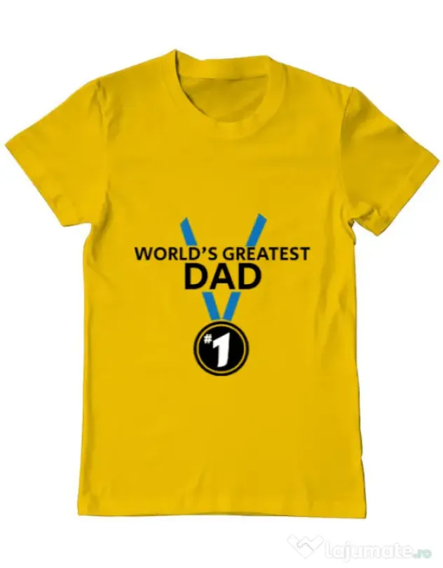Tricou ADLER barbat World's greatest dad Galben