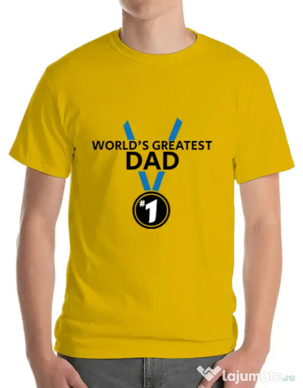 Tricou ADLER barbat World's greatest dad Galben