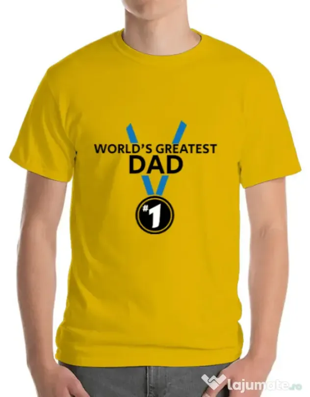 Tricou ADLER barbat World's greatest dad Galben