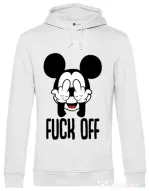 Hoodie barbat cu gluga Fuck off Alb