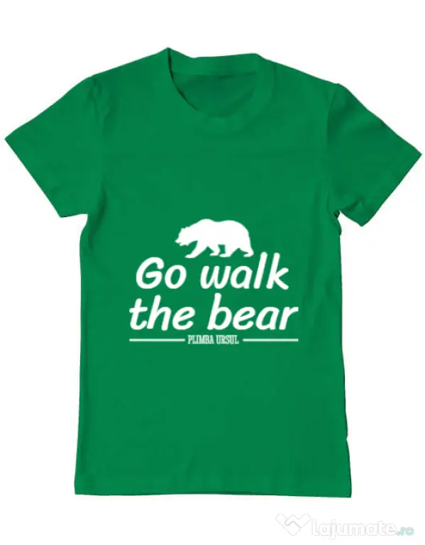 Tricou ADLER barbat Go walk the bear Verde mediu