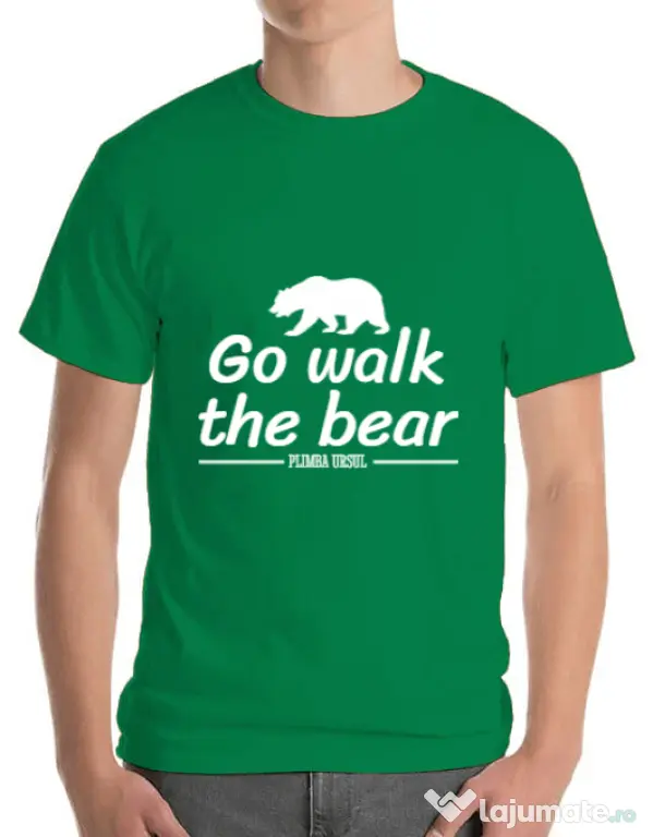 Tricou ADLER barbat Go walk the bear Verde mediu